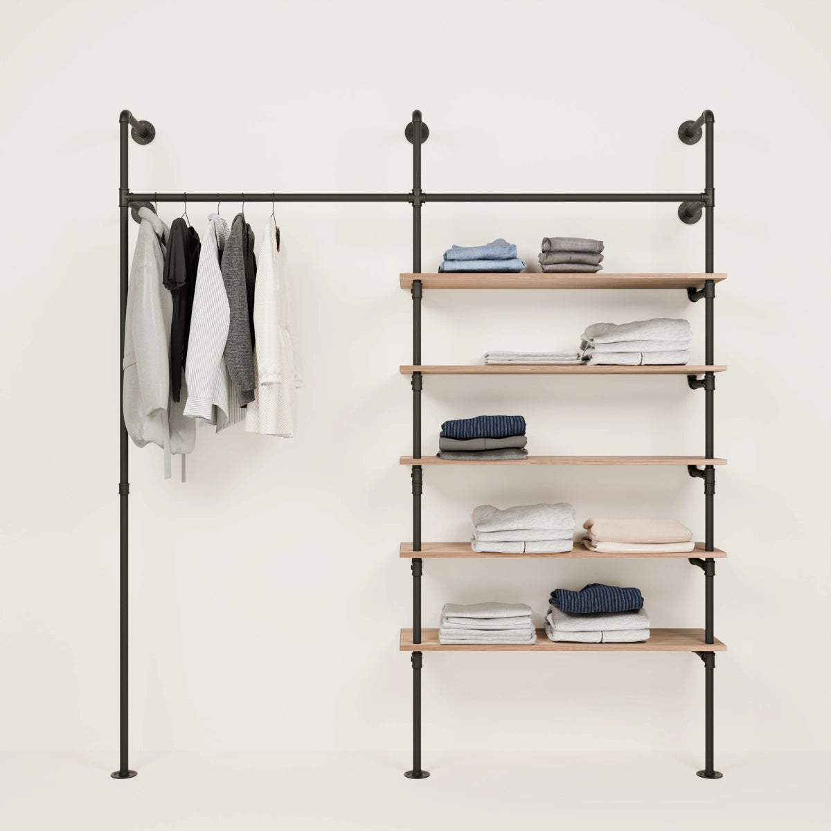 FRIDA OAK – Kledingstang met plank