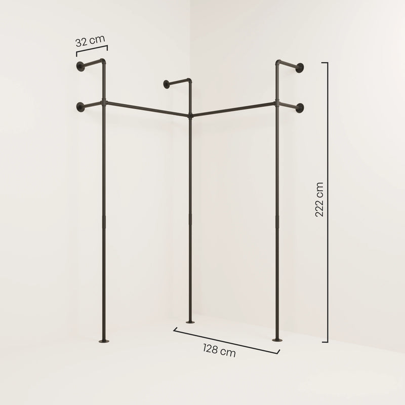 KIM EDGE 2 – Kledingstang hoek | Industriële garderobe