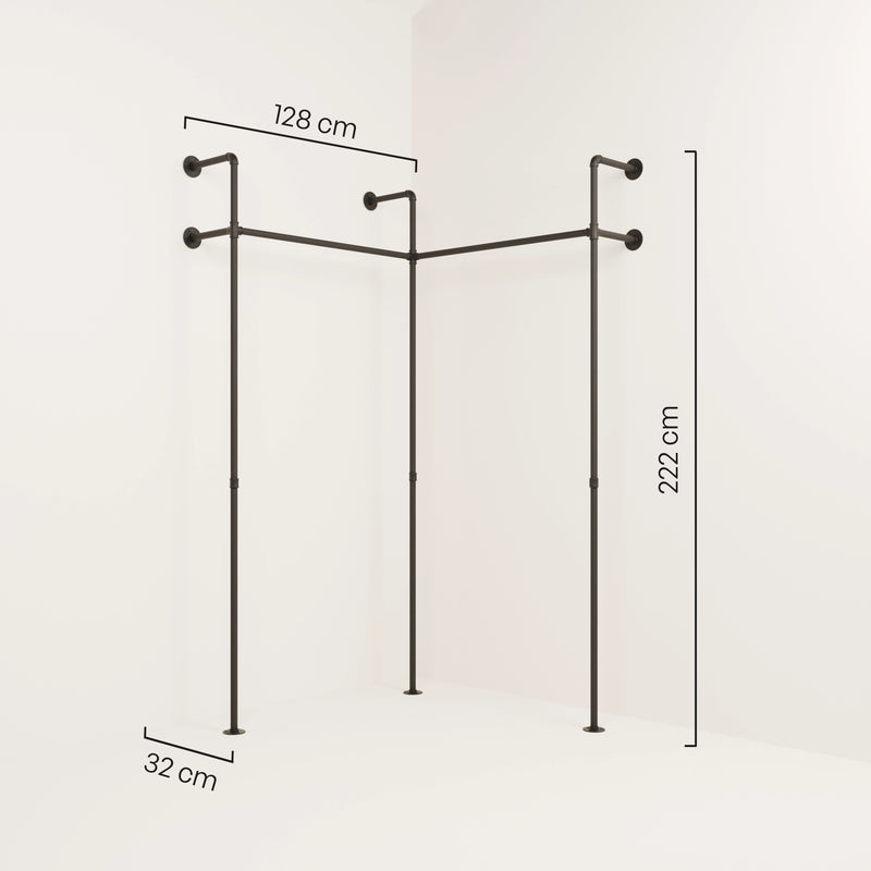 KIM EDGE 2 – Kledingstang hoek | Industriële garderobe