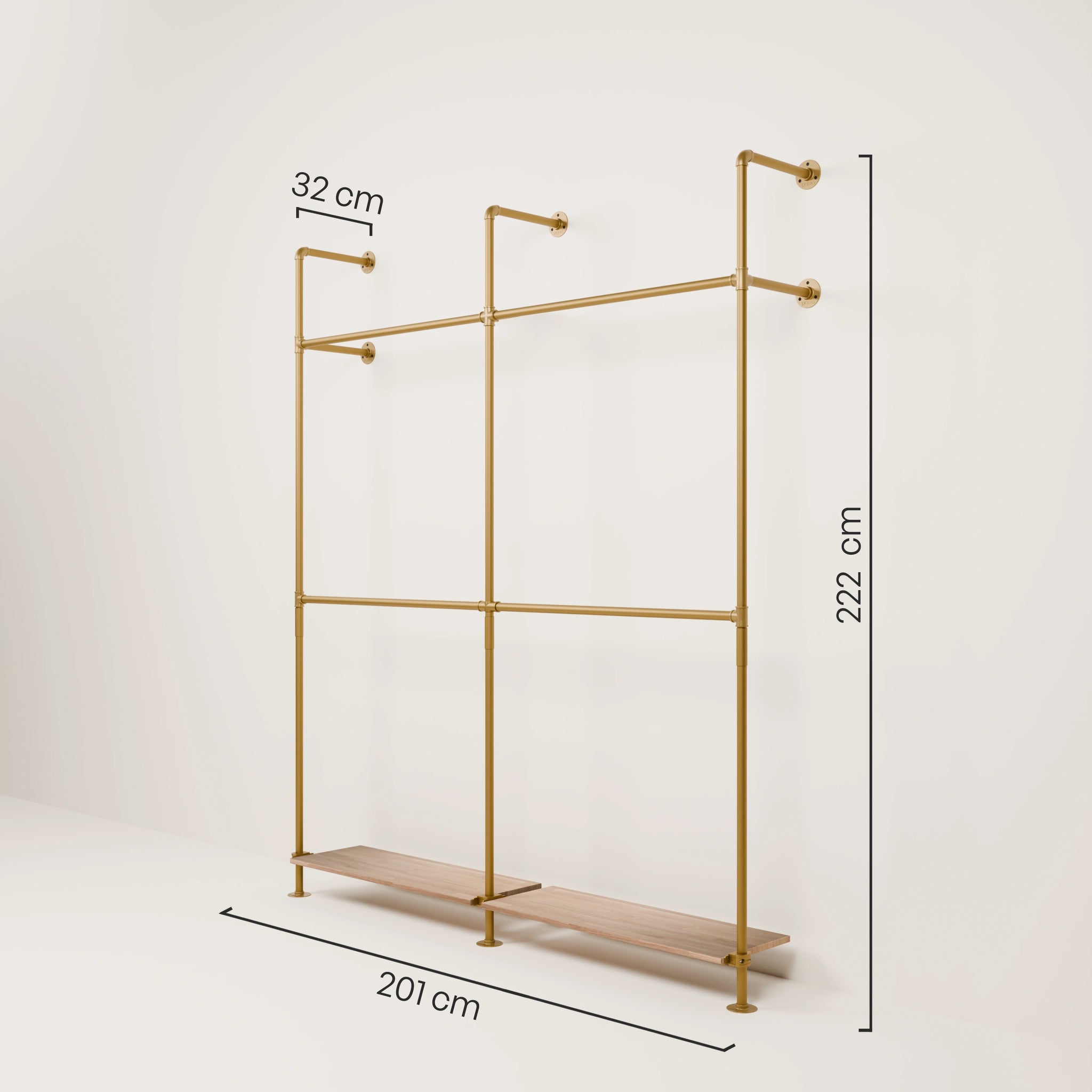 KIM DOUBLE 2 OAK – 2 planken onder goud