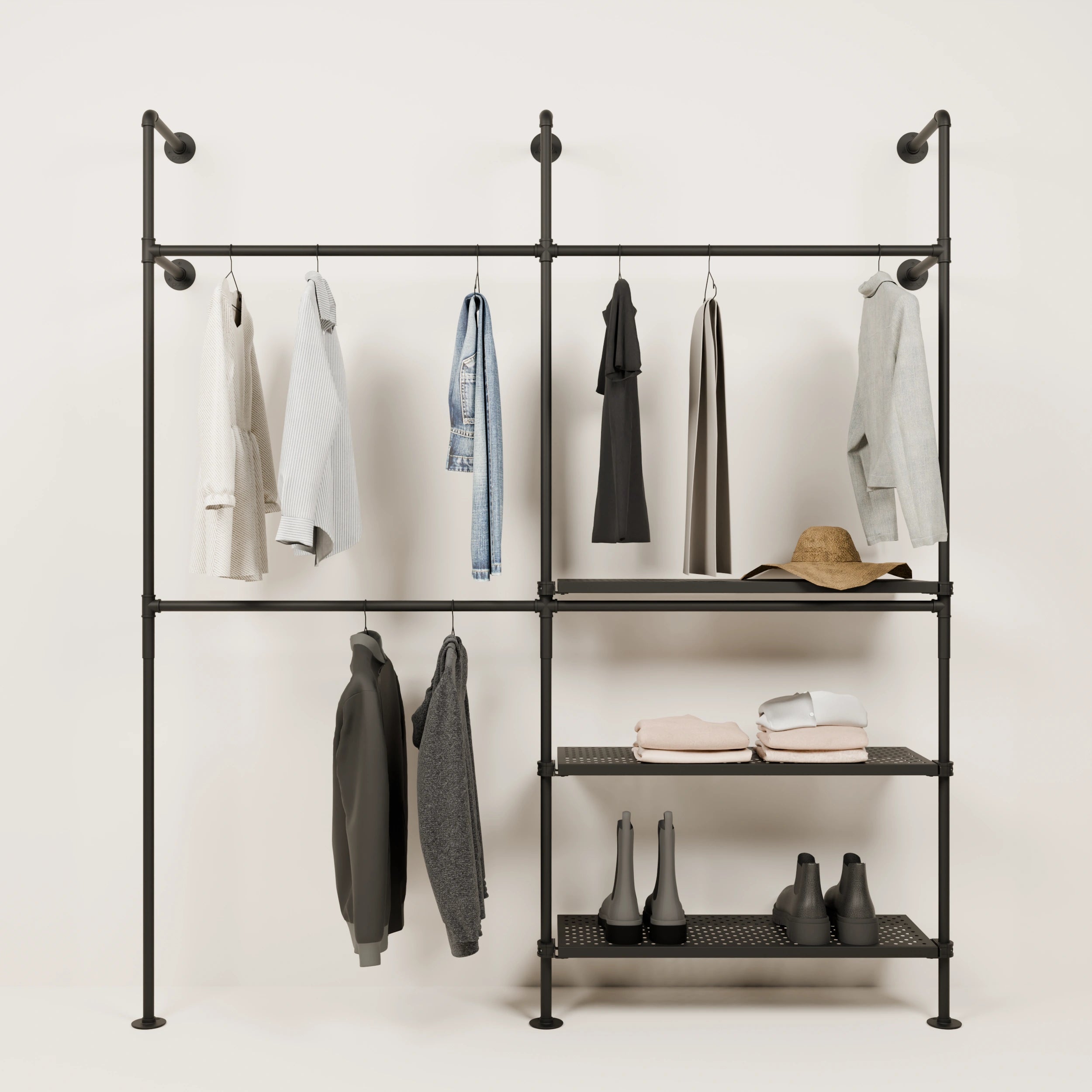 KIM DOUBLE 2 METAL – 3 planken | Kapstok met legplank