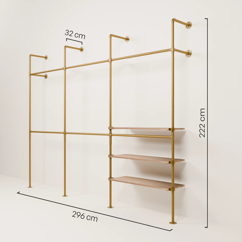 KIM DOUBLE 3 OAK – 3 planken rechts | goud
