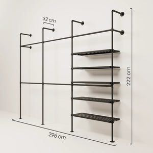 KIM DOUBLE 3 METAL – 5 Regalböden | Kleiderschrank begehbar