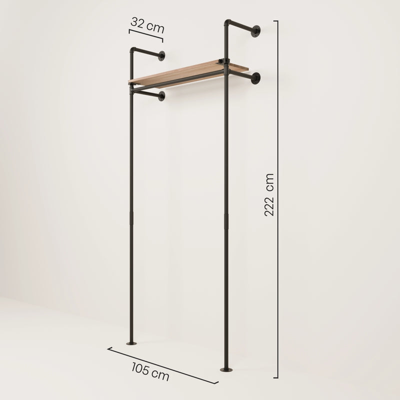 Garderobe Industriedesign mit Holz Maße