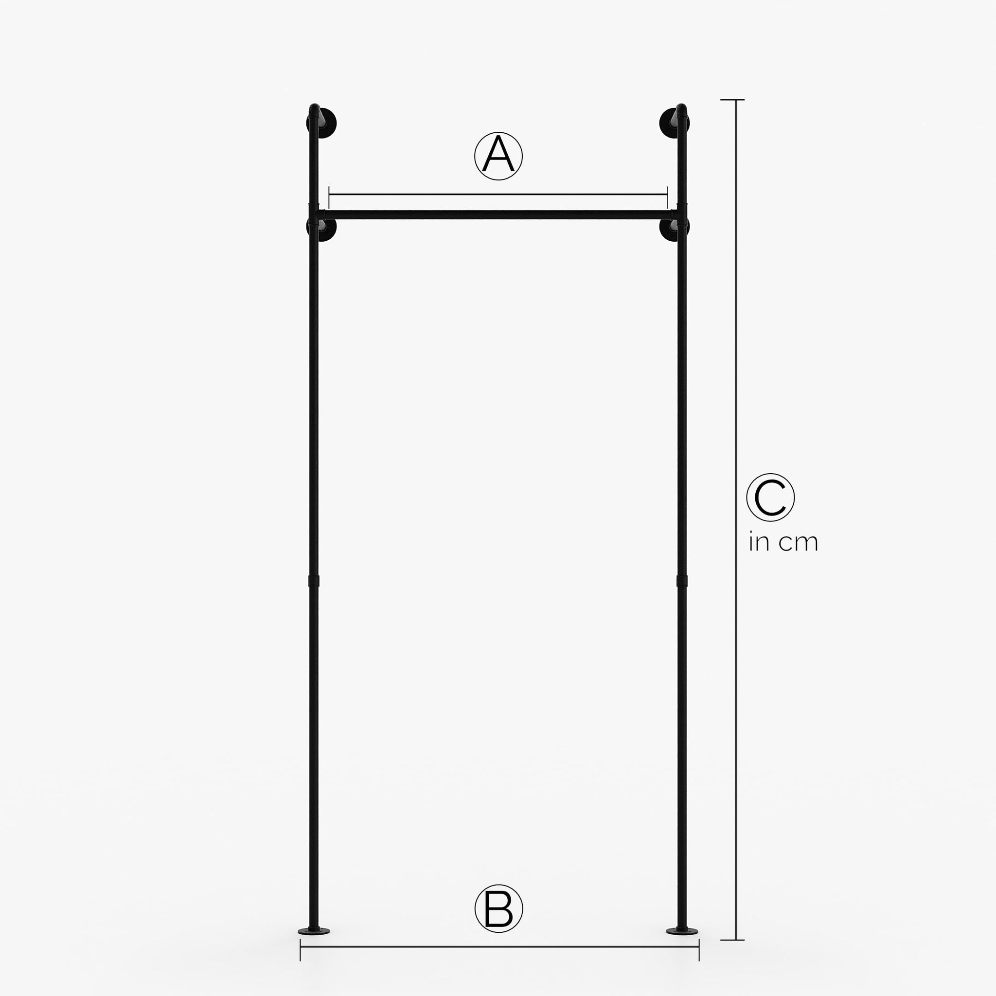 KIM I – Maßanfertigung | Kleiderschrank Industrial | Industrie Design | schwarze Rohre